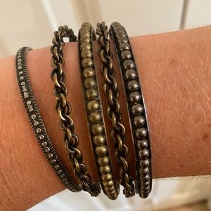 Mixed metal stacked bracelets